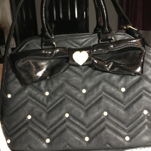 Betsey Johnson Purse, Black Tote - Picture 1 of 8